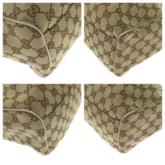 GUCCI Brown GG Canvas Leather 211944 Tote Bag Shoulder Handbag - Picture 4 of 10